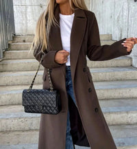 Cappotto Lungo Donna Doppiopetto Classico con Revers