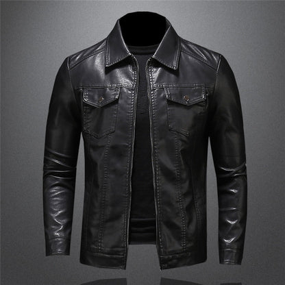 Giacca Biker Uomo Nera con Collo alla Coreana