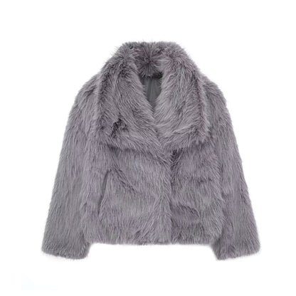 Giacca Donna Pelliccia Ecologica Oversize Corta