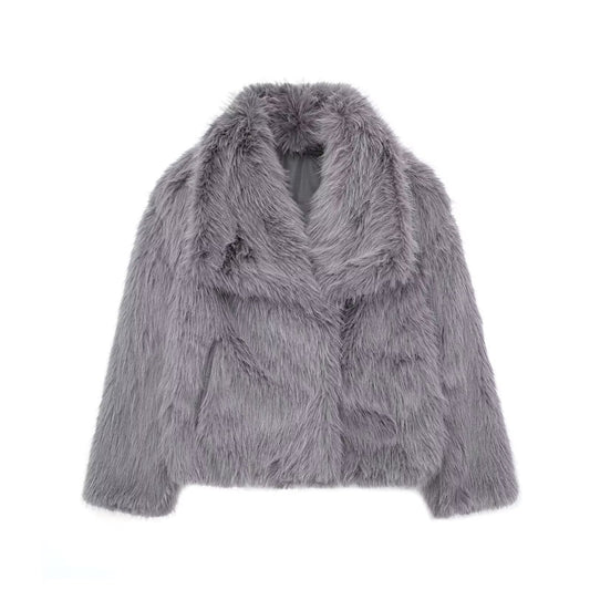 Giacca Donna Pelliccia Ecologica Oversize Corta