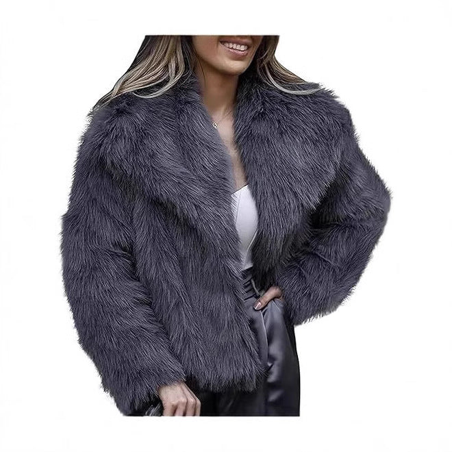 Giacca Donna Pelliccia Ecologica Oversize Corta