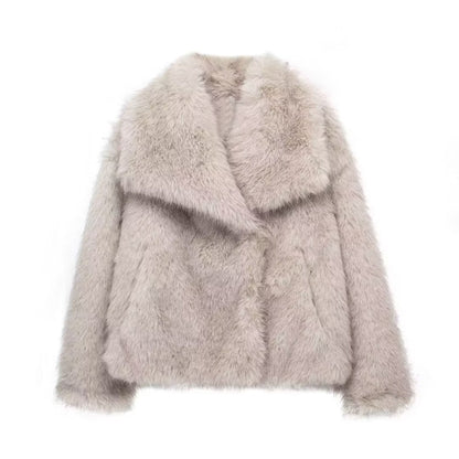 Giacca Donna Pelliccia Ecologica Oversize Corta