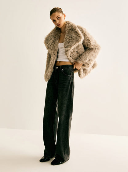Giacca Donna Pelliccia Ecologica Oversize Corta