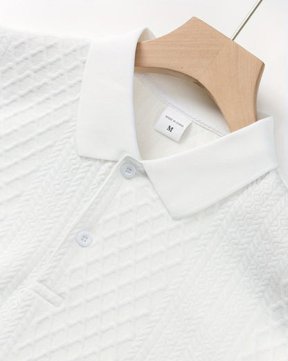 Uomo Manica Corta Polo Jacquard Elegante
