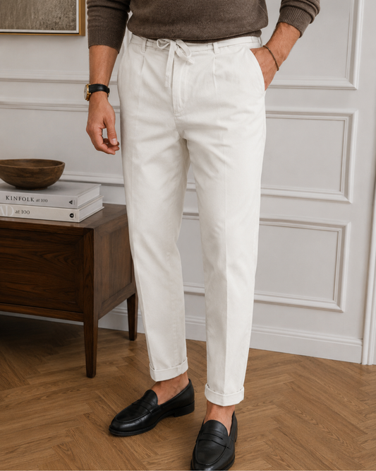 Uomo Pantaloni Estivi Leggerissimi con Vita Elastica