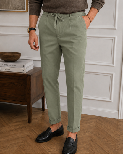 Uomo Pantaloni Estivi Leggerissimi con Vita Elastica