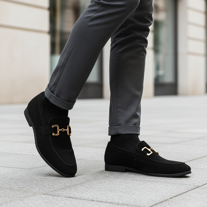 Uomo Scarpe Slip-On in Tessuto con Dettagli Dorati