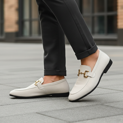 Uomo Scarpe Slip-On in Tessuto con Dettagli Dorati