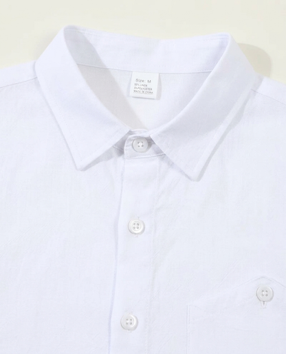 Uomo Vintage Traspirante Lino Camicia Manica Lunga