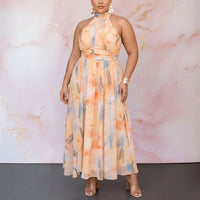 Abito Lungo Donna Schiena Scoperta Collo Halter