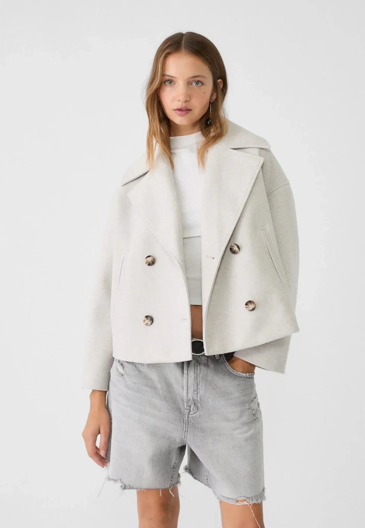 Blazer Corto Donna Doppiopetto Oversize Squadrato