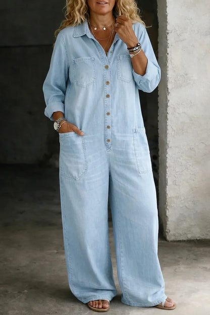 Tuta Intera Donna Jeans Morbida Casual Quotidiana