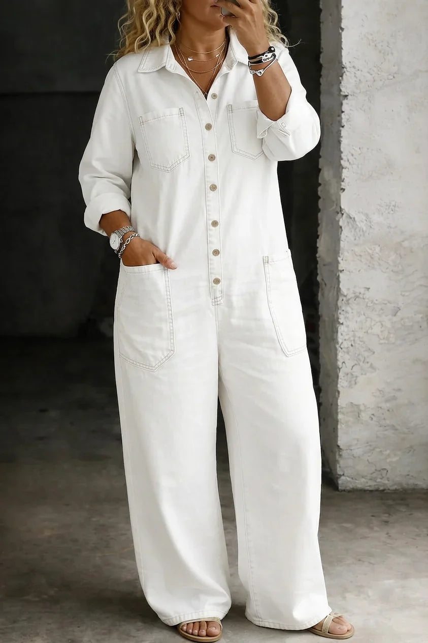 Tuta Intera Donna Jeans Morbida Casual Quotidiana