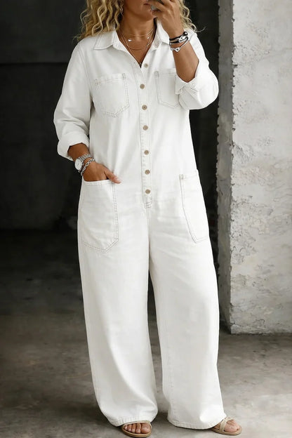 Tuta Intera Donna Jeans Morbida Casual Quotidiana