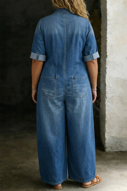 Tuta Intera Donna Jeans Morbida Casual Quotidiana
