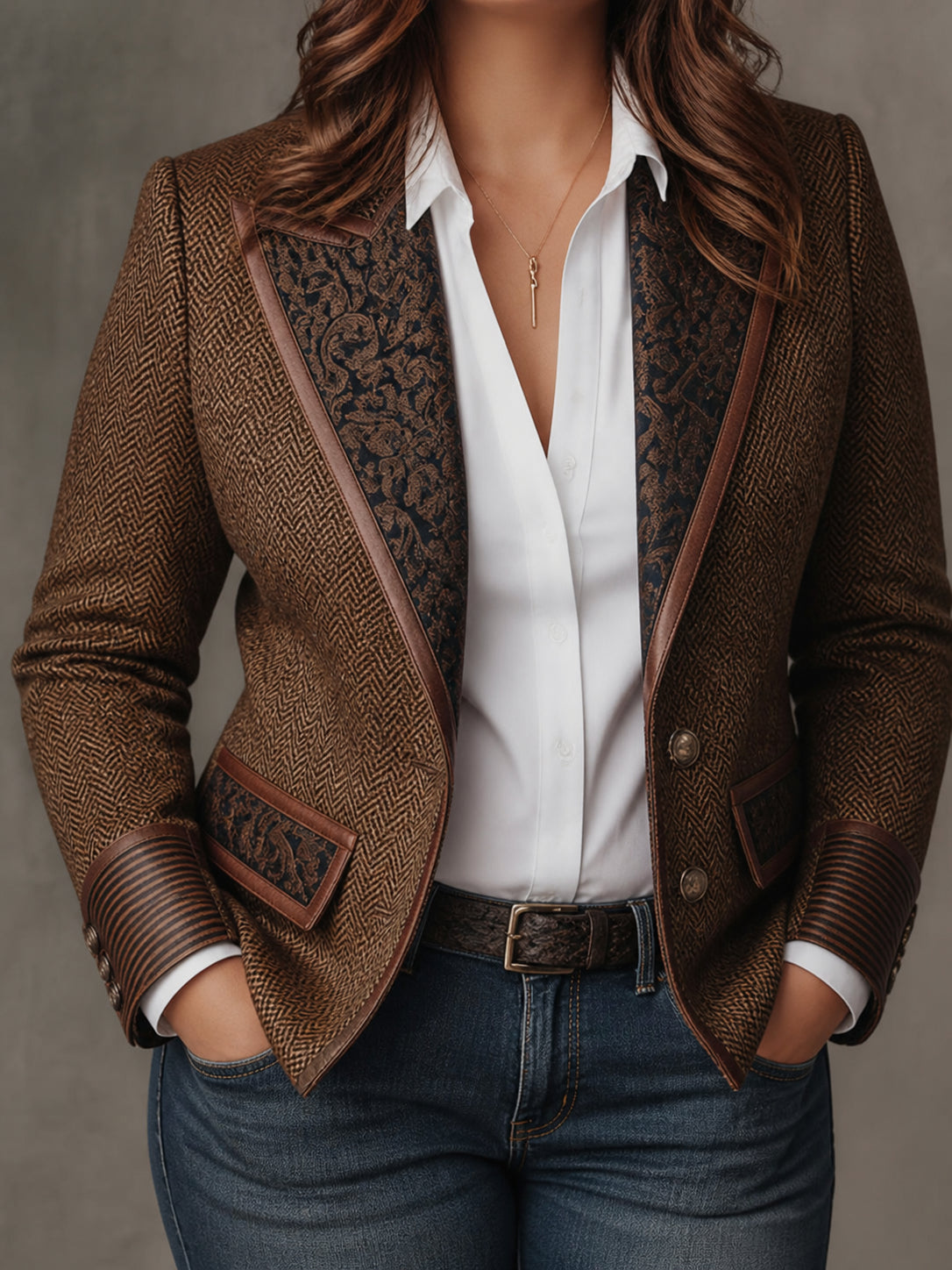 Blazer Donna Spigato con Pannelli Stampati