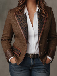 Blazer Donna Spigato con Pannelli Stampati