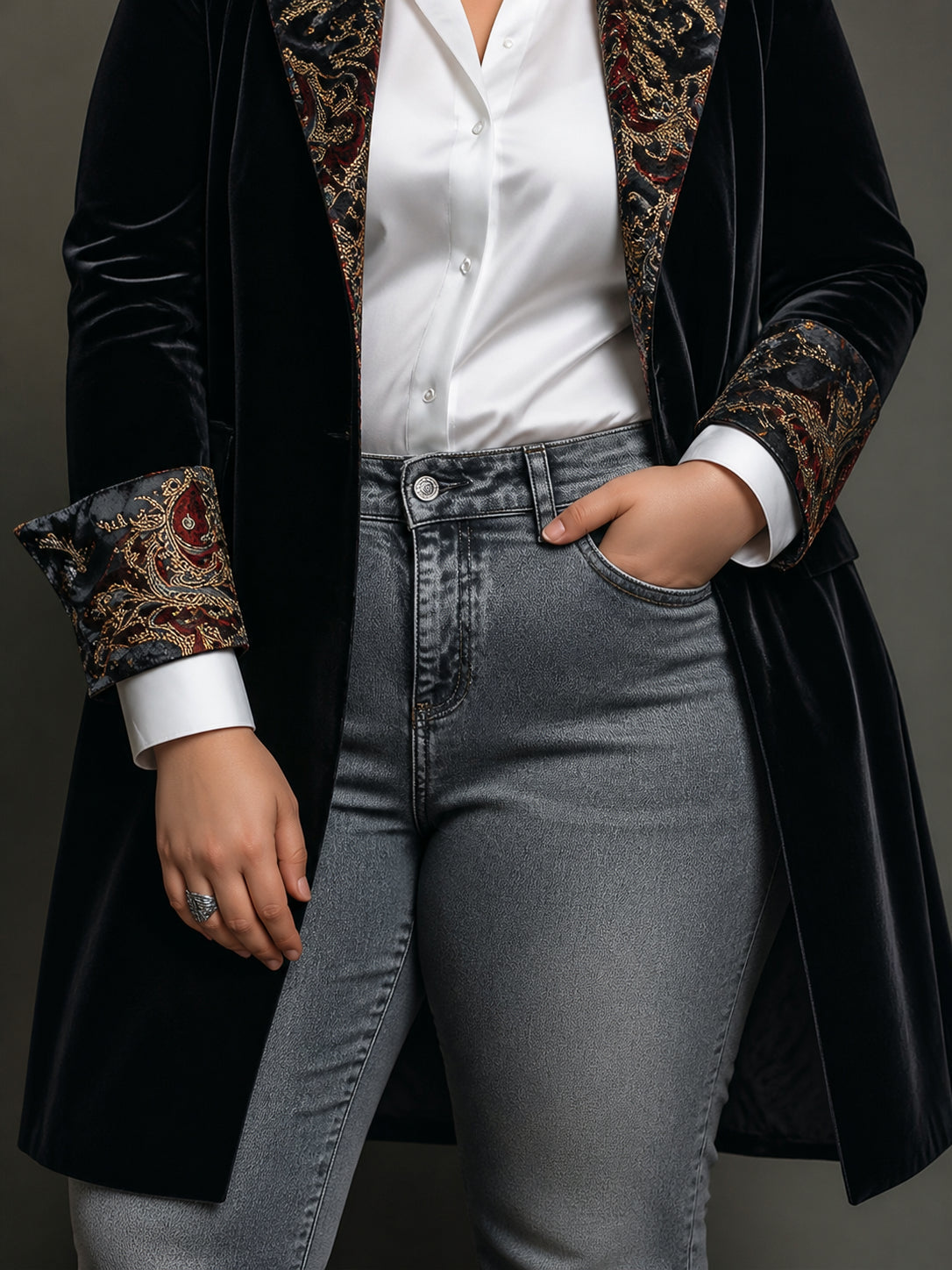 Blazer Donna Lungo Slim Fit Ricamato