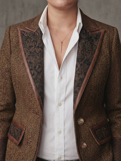 Blazer Donna Spigato con Pannelli Stampati
