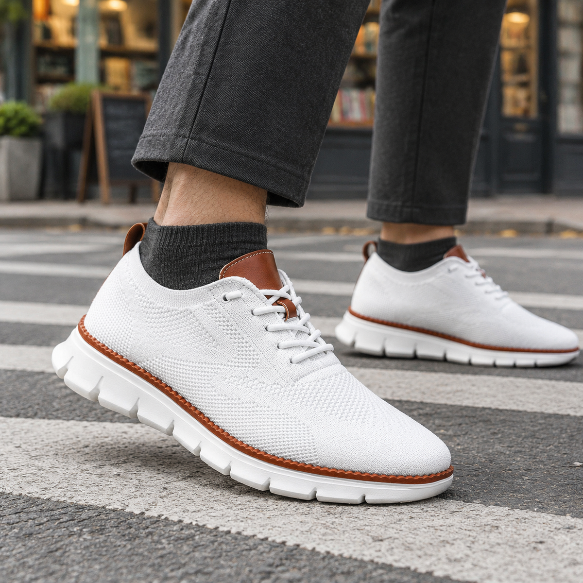Sneakers Uomo Basse Traforate con Suola Scanalata