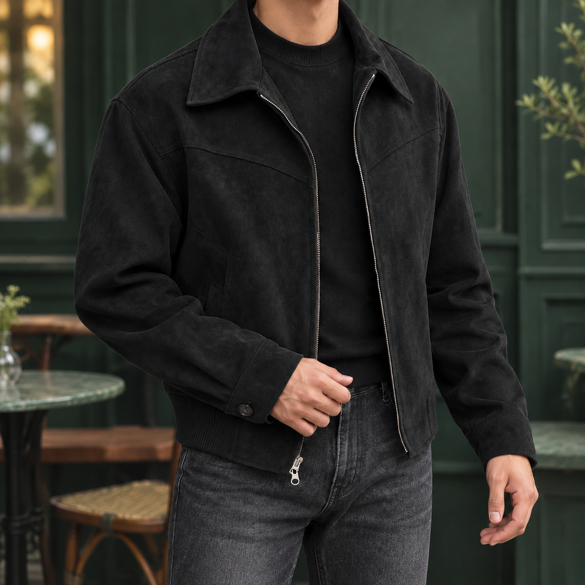 Giacca Corta Uomo con Zip e Colletto