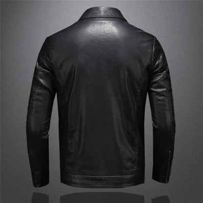 Giacca Biker Uomo Nera con Collo alla Coreana