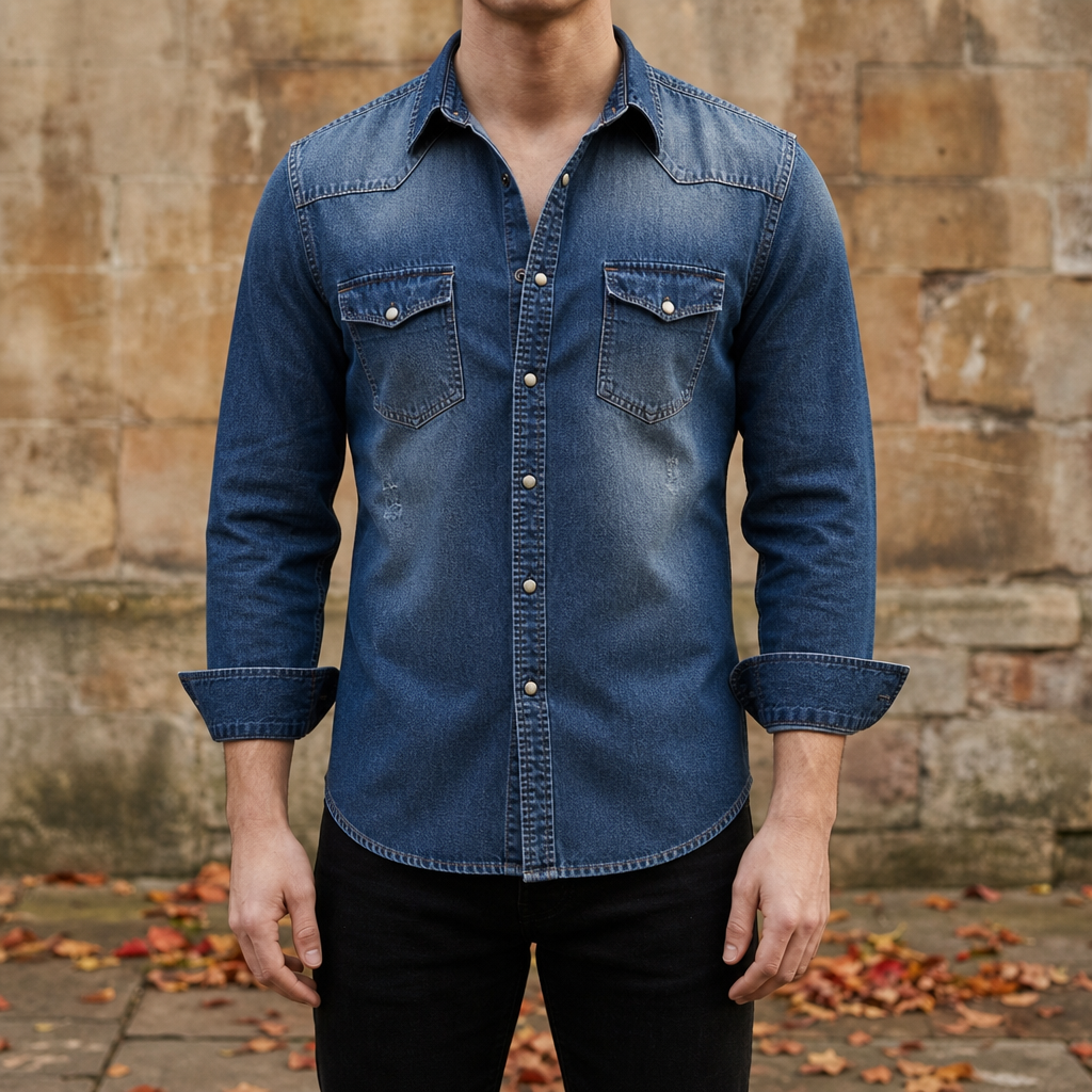 Camicia Uomo Manica Lunga con Taschini a Patta