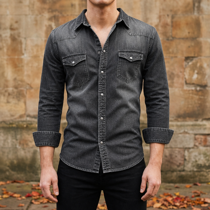 Camicia Uomo Manica Lunga con Taschini a Patta