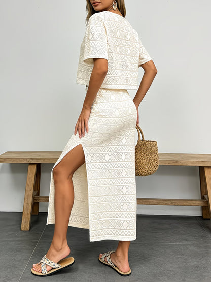 Coordinato da donna a due pezzi con motivo geometrico