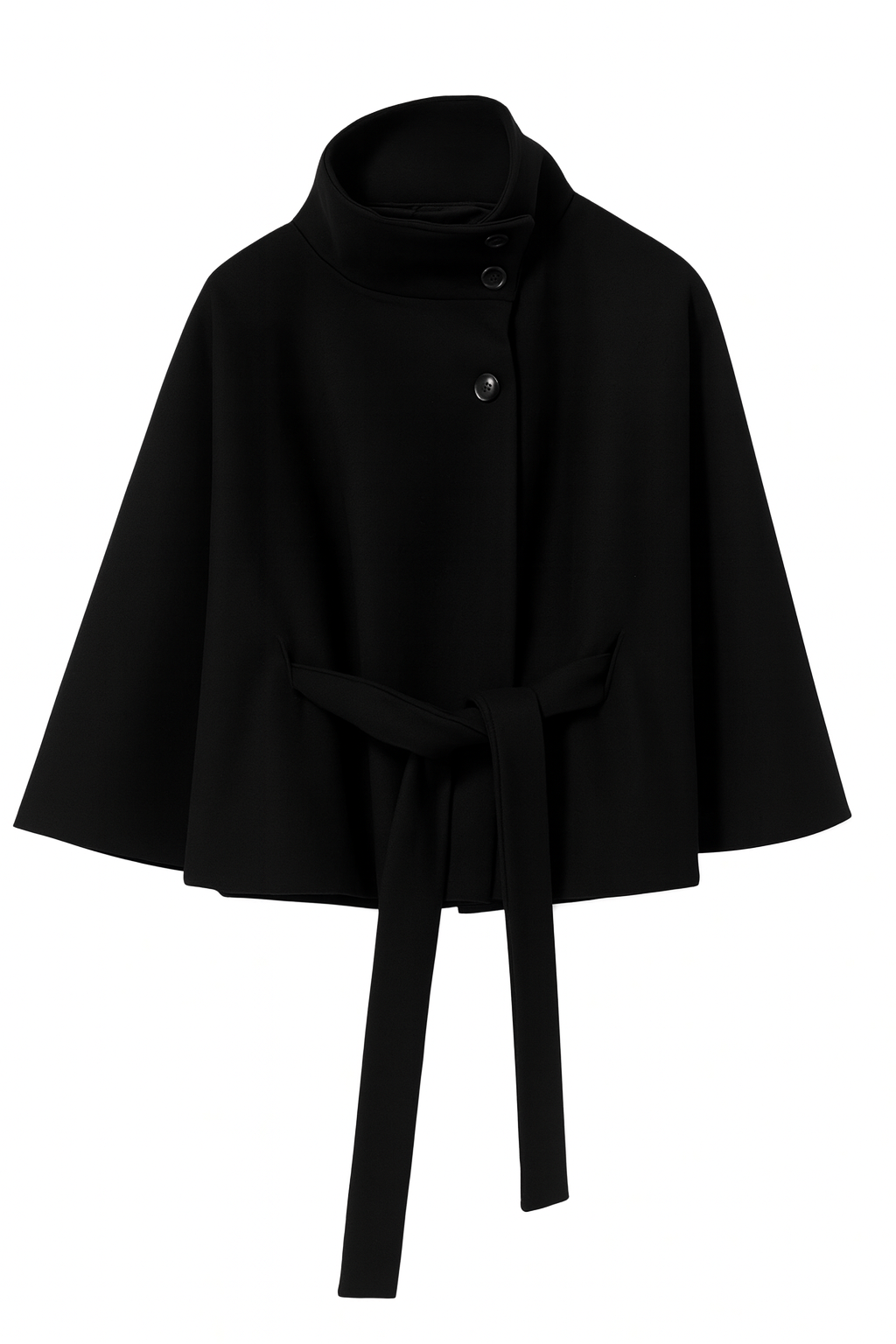 Cappotto Mantella Donna con Cintura Collo Alto
