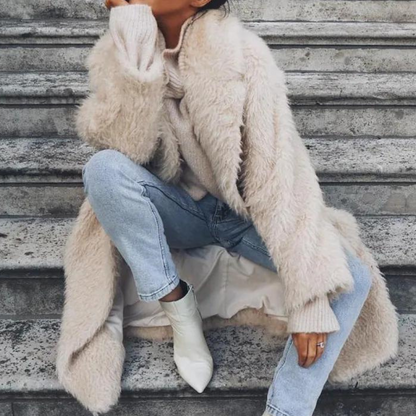 Cappotto Teddy Donna Lungo Aperto Vestibilità Morbida