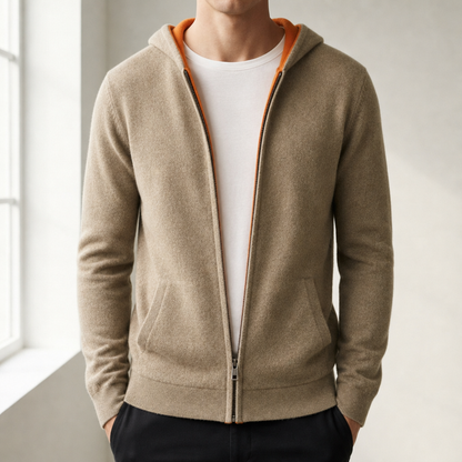 Felpa Uomo con Cappuccio e Zip Tasche Laterali