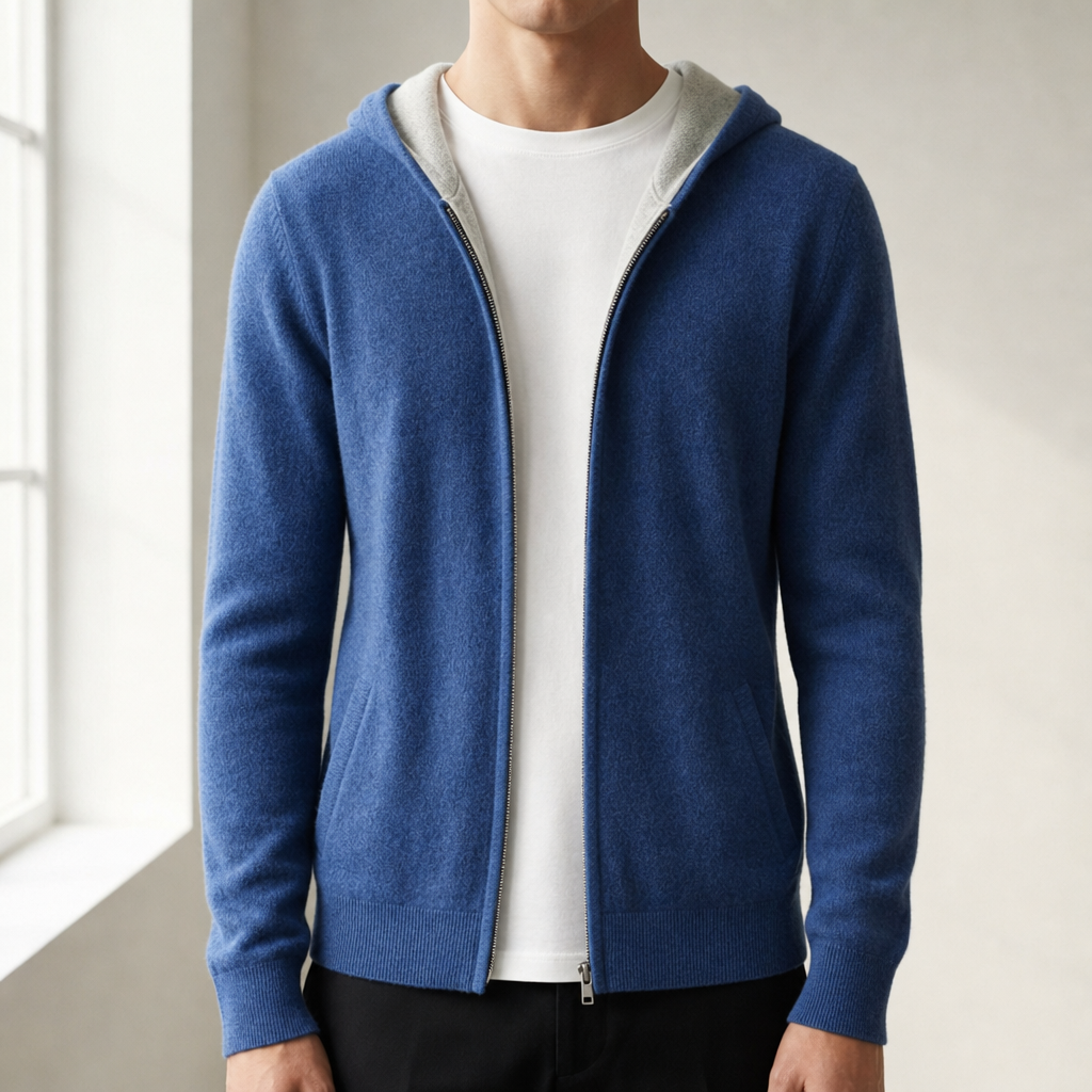 Felpa Uomo con Cappuccio e Zip Tasche Laterali