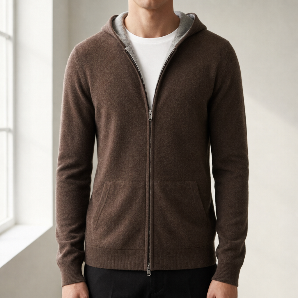 Felpa Uomo con Cappuccio e Zip Tasche Laterali