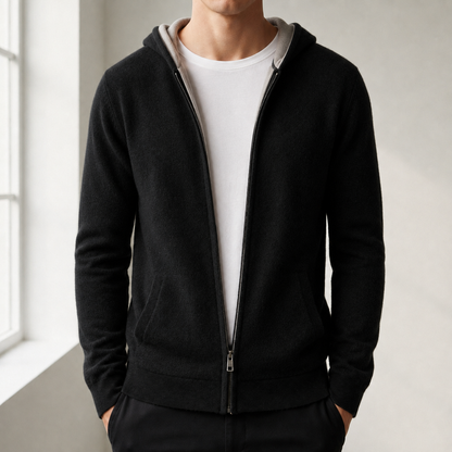Felpa Uomo con Cappuccio e Zip Tasche Laterali