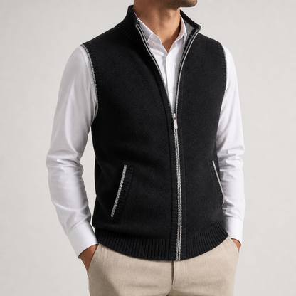Gilet Uomo Smanicato con Zip e Collo Alto