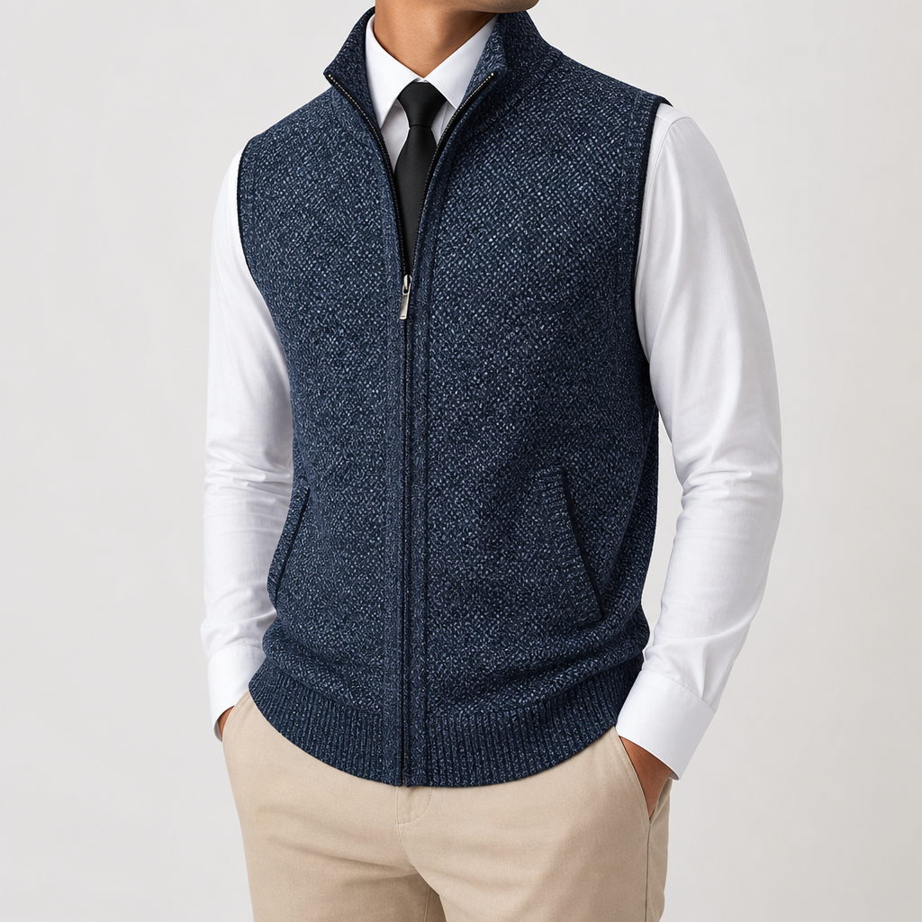 Gilet Uomo Smanicato con Zip e Collo Alto