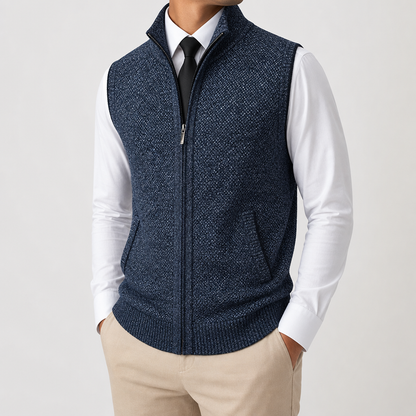 Gilet Uomo Smanicato con Zip e Collo Alto