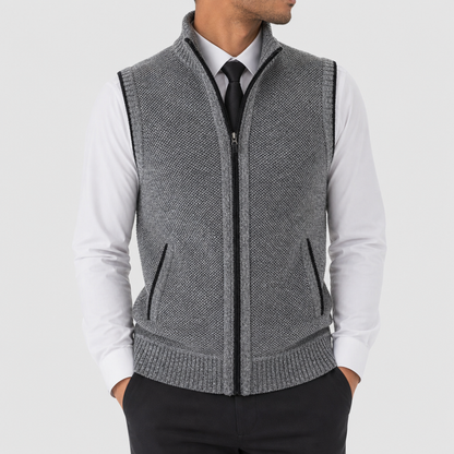 Gilet Uomo Smanicato con Zip e Collo Alto