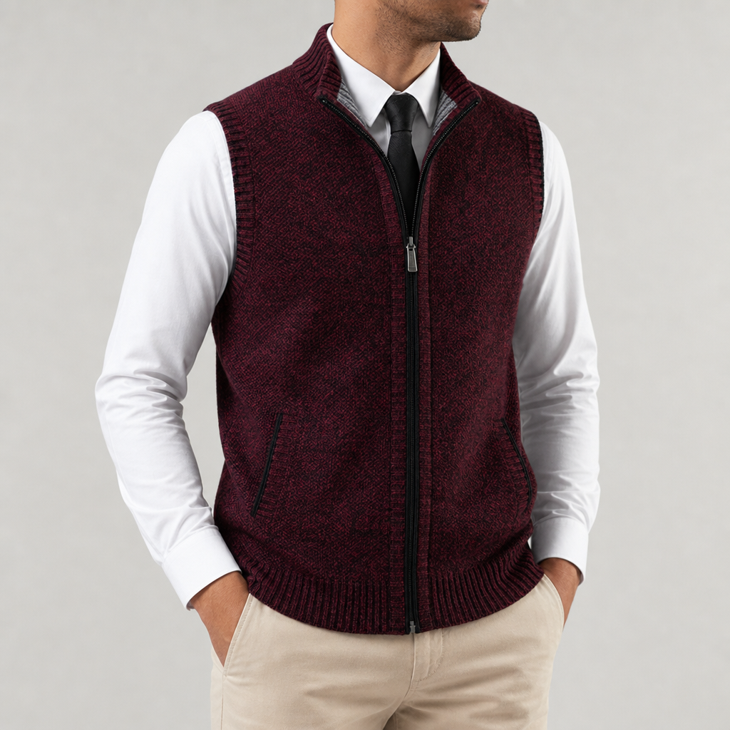 Gilet Uomo Smanicato con Zip e Collo Alto