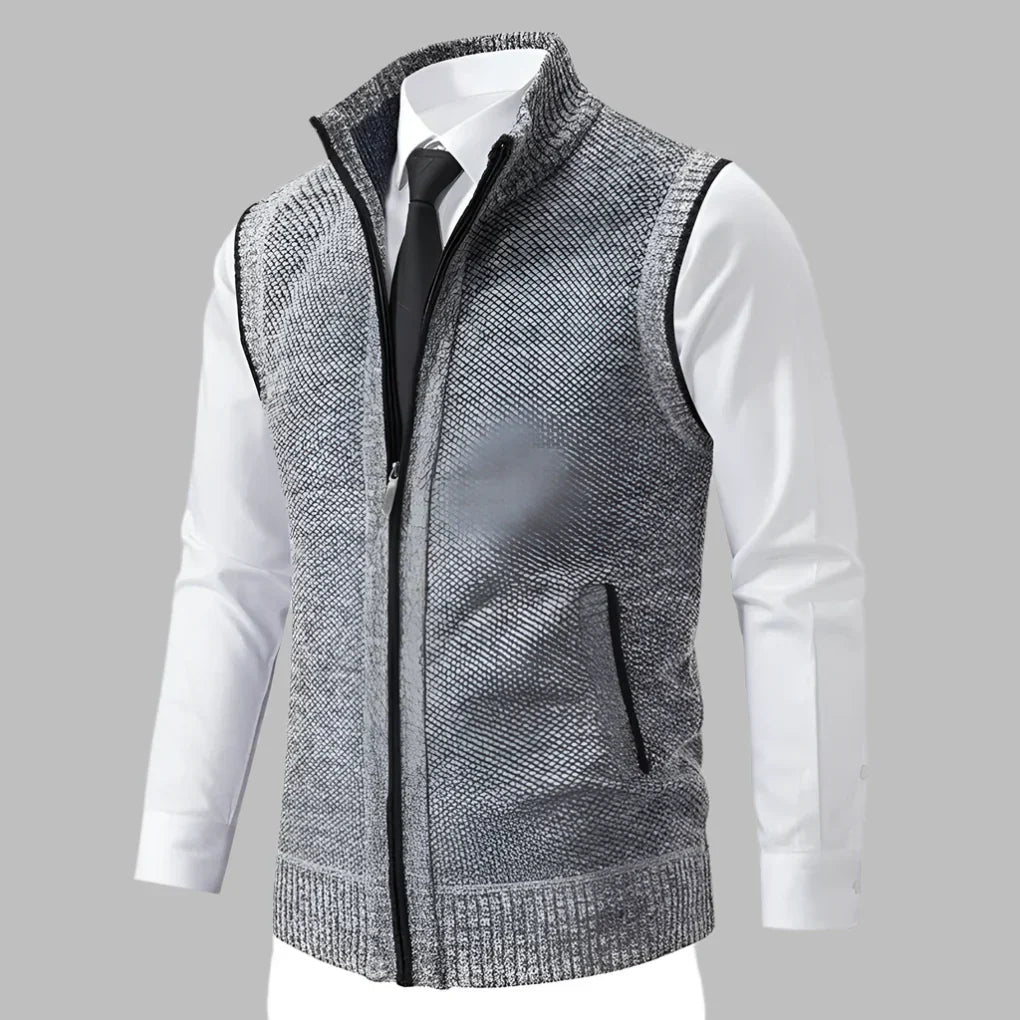 Gilet in Maglia Uomo Zip Intera Collo Alto