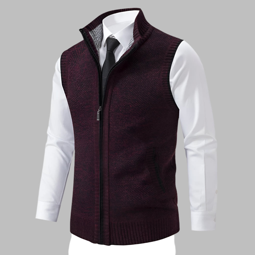 Gilet in Maglia Uomo Zip Intera Collo Alto