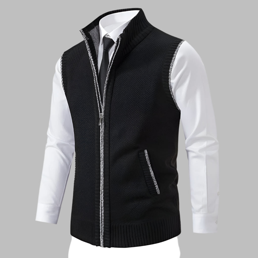 Gilet in Maglia Uomo Zip Intera Collo Alto