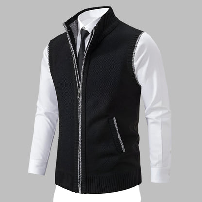 Gilet in Maglia Uomo Zip Intera Collo Alto