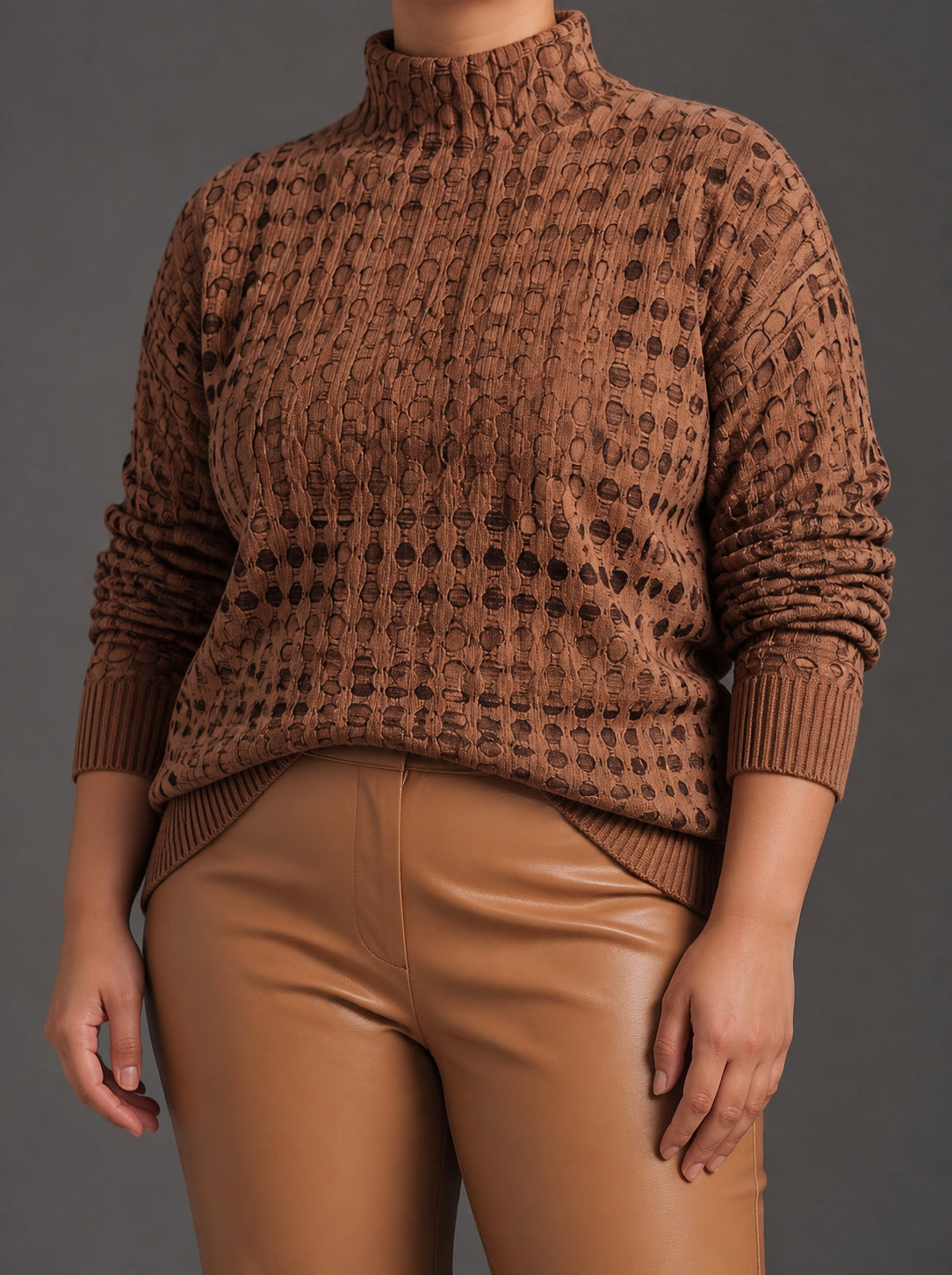 Maglione Dolcevita Donna Oversize Fantasia Quadri