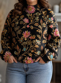 Maglione Dolcevita Donna Manica a Palloncino Ricamato
