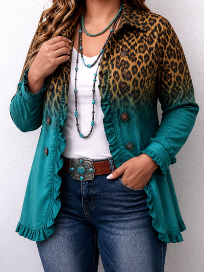 Blazer Donna Doppiopetto Fantasia Leopardo Balze