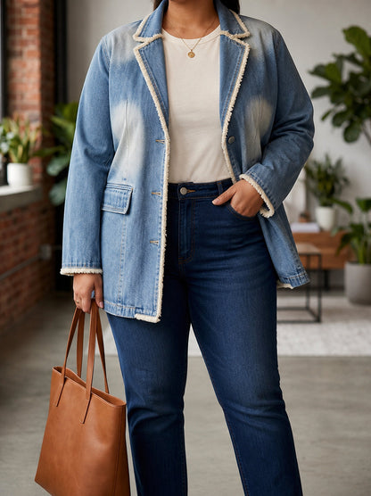 Blazer Donna Oversize con Bordi Grezzi