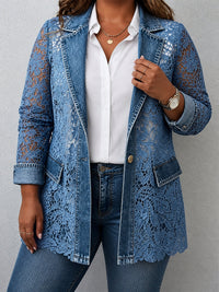 Blazer Donna Lungo con Inserti in Pizzo