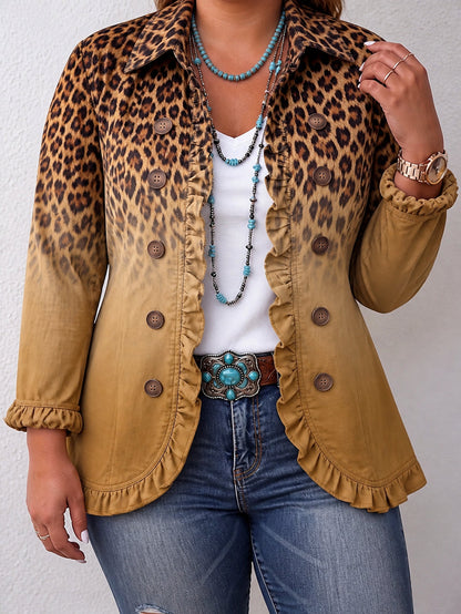 Blazer Donna Doppiopetto Fantasia Leopardo Balze